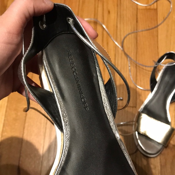 Lindy Wrap Metallic Lace up gladiator tie ankle Espadrilles Slides flat sandals - Picture 9 of 11